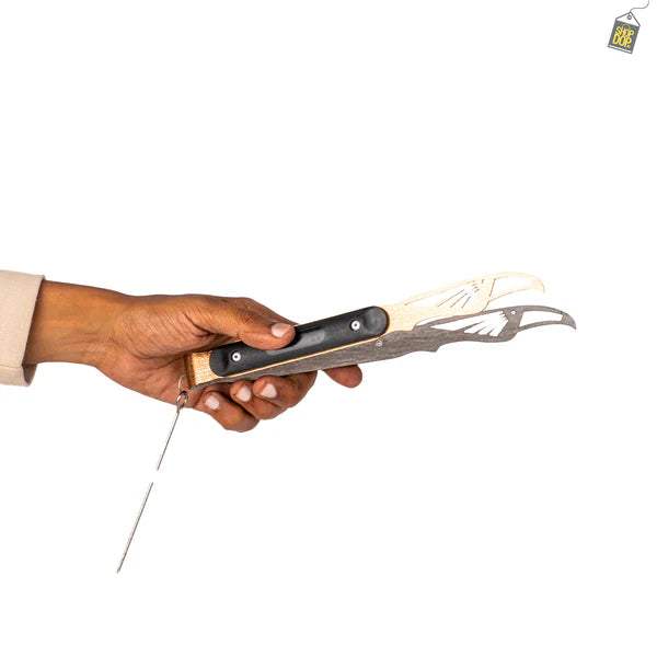 Silicone Grip Metallic Hookah Tong / Chimta - Black