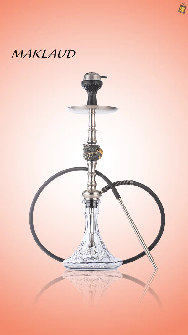 MKL Dragon Hookah with Wooden Case - Silver