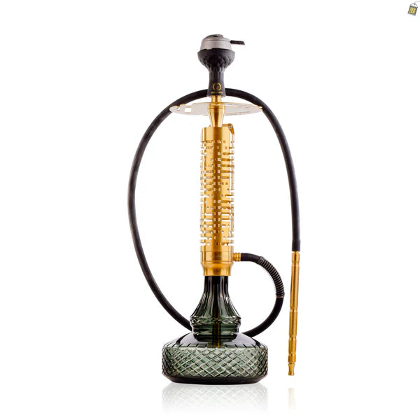 COCOYAYA Vivanta Zipper Hookah (Ferro Series) - Gold Stem / Emerald Green Base with bag