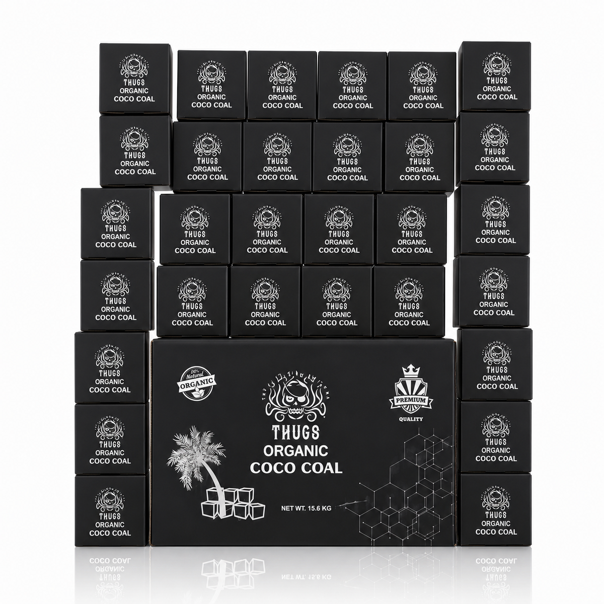 Pack of 12kg (Peti) Thugs Hookah Coconut Coal (36pcs Each 250g) - Carton