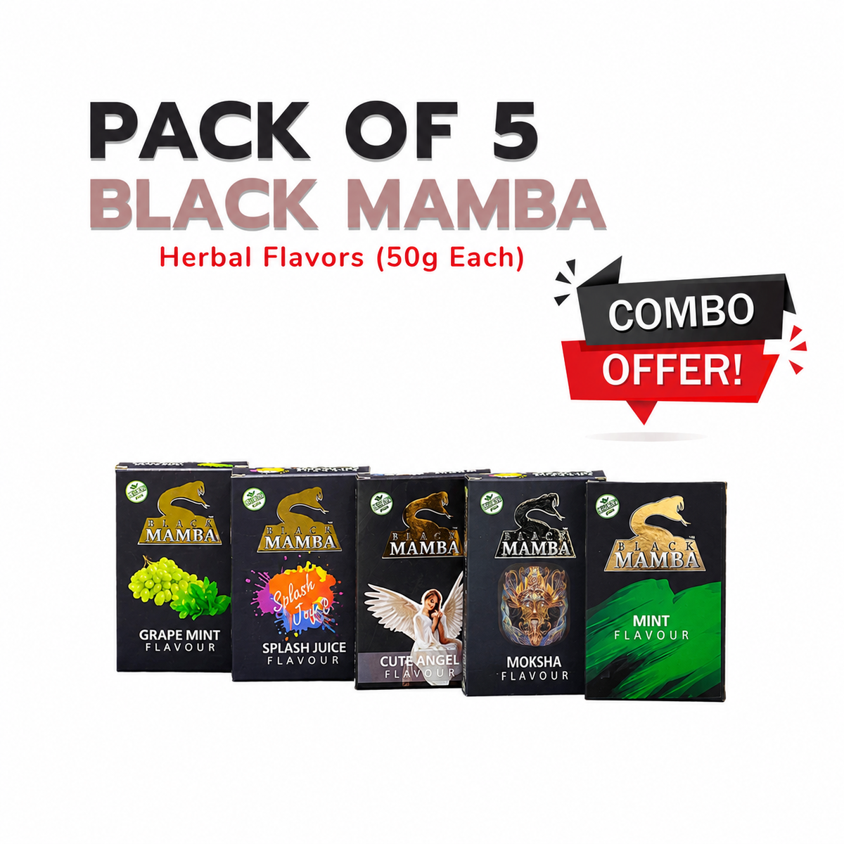Black Mamba Herbal Mix Hookah Flavors (Pack of 5)