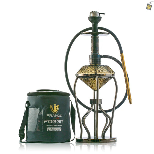 Gemstone Hookah - Black Stem / Grey Base