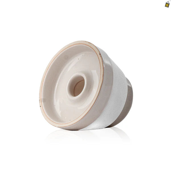 Dot Single Hole Ceramic Hookah Phunnel Bowl - White