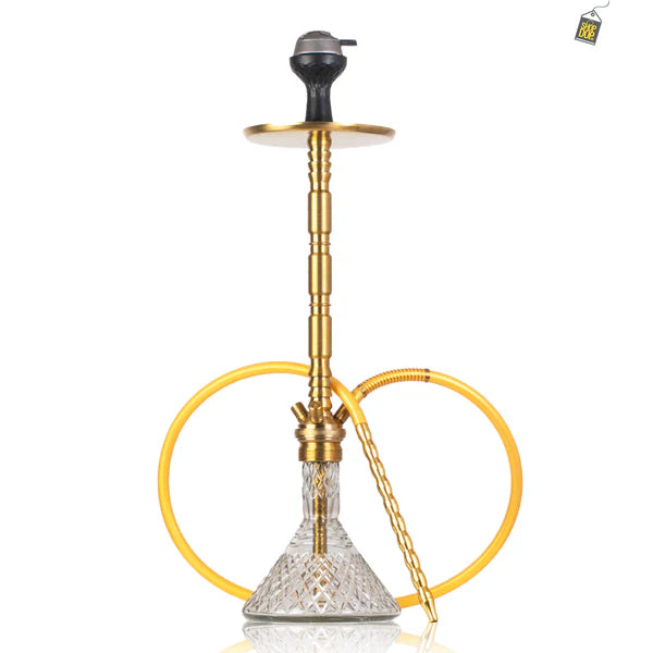Sultan Evans Hookah with 2 Bags - Gold Stem / Transparent Base