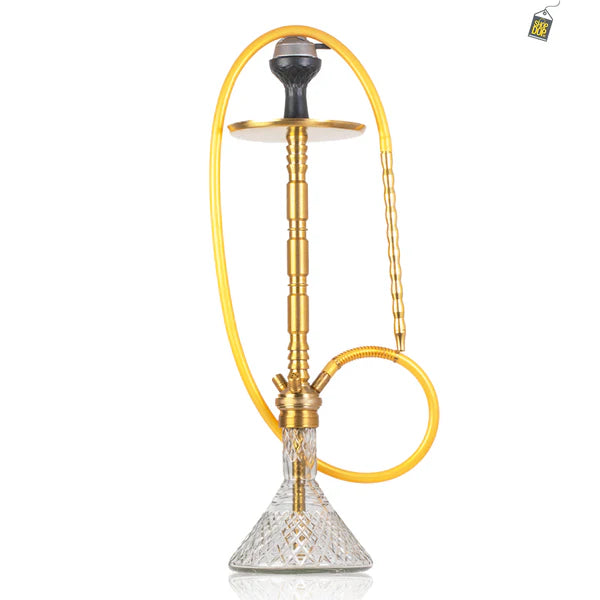 Sultan Evans Hookah with 2 Bags - Gold Stem / Transparent Base