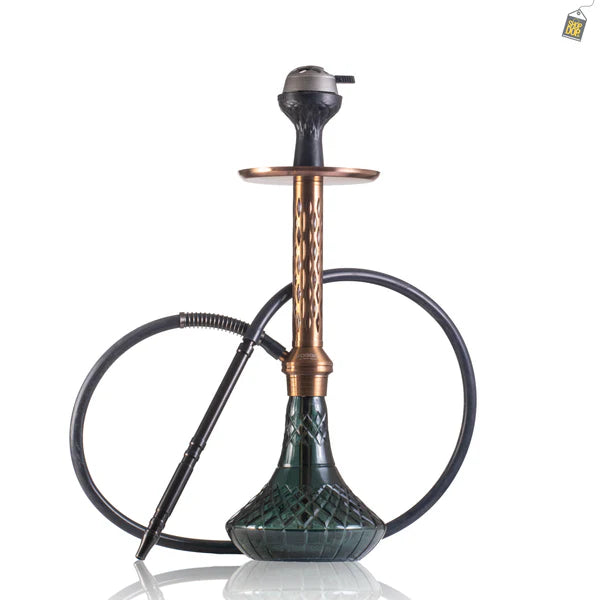 Alexander DIMD Hookah with Bag - Copper Stem / Emerald Green Base