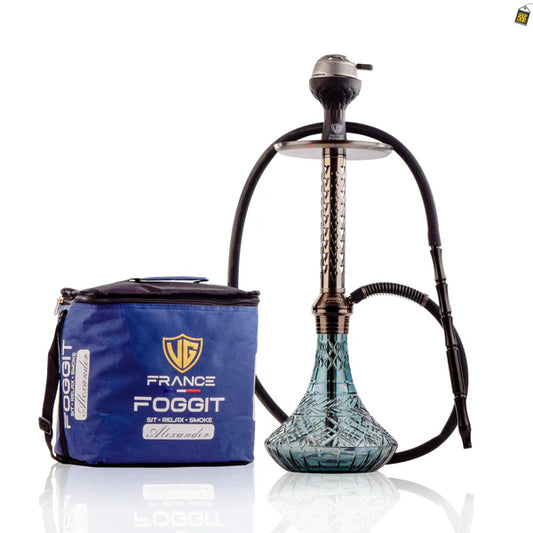 Alexander HRT Hookah with Bag - Black Stem / Aqua Base