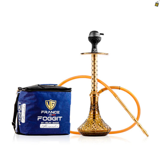 Alexander Star Hookah with Bag - Gold Stem / Bronze Base