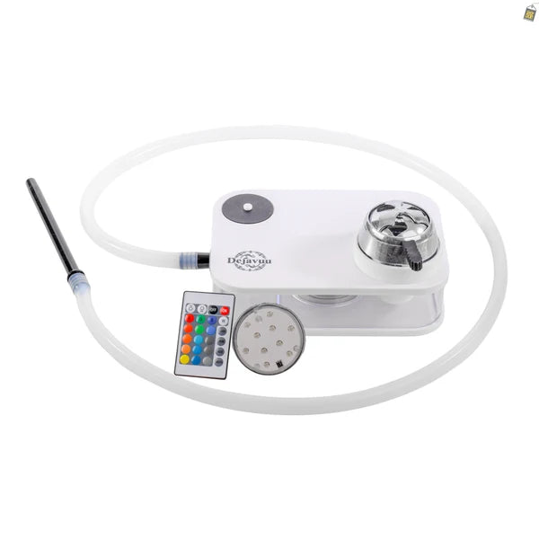 Car Hookah with LED Light & Remote - White