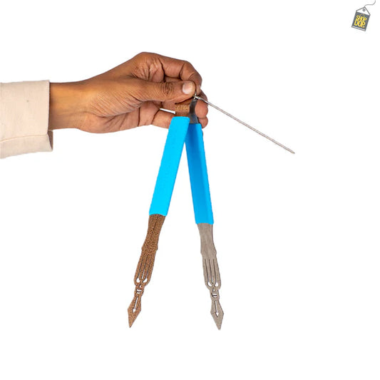 Silicone Grip Metallic Hookah Tong / Chimta - Blue