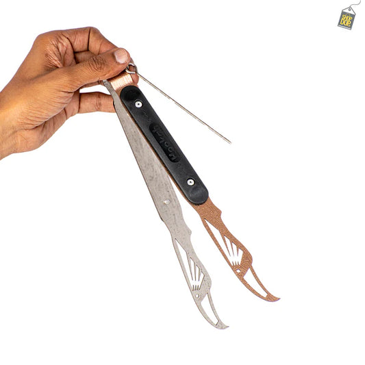 Silicone Grip Metallic Hookah Tong / Chimta - Black