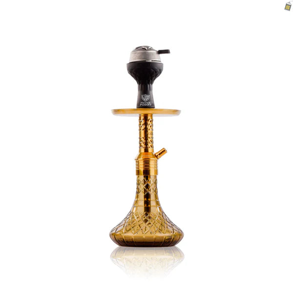 Dark Knight Slash Hookah with Bag - Gold Stem / Gold Base