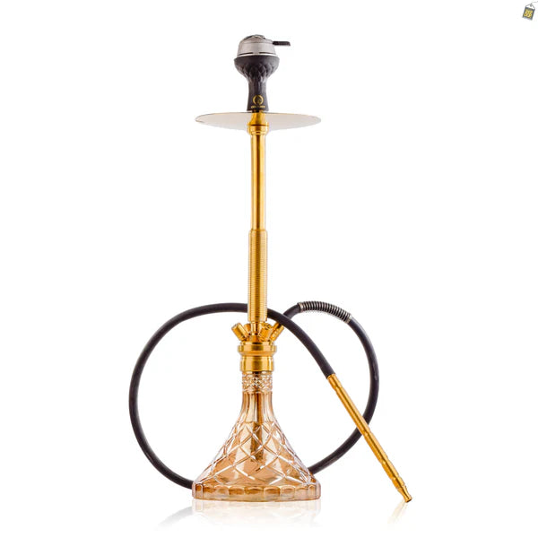 COCOYAYA King Series Spiral Hookah - Gold Stem / Gold Base with Fabric bag