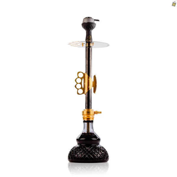 Knuckler Hookah - Golden Stem / Black Base with Black bag