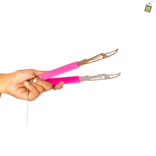 Silicone Grip Metallic Hookah Tong / Chimta - Pink