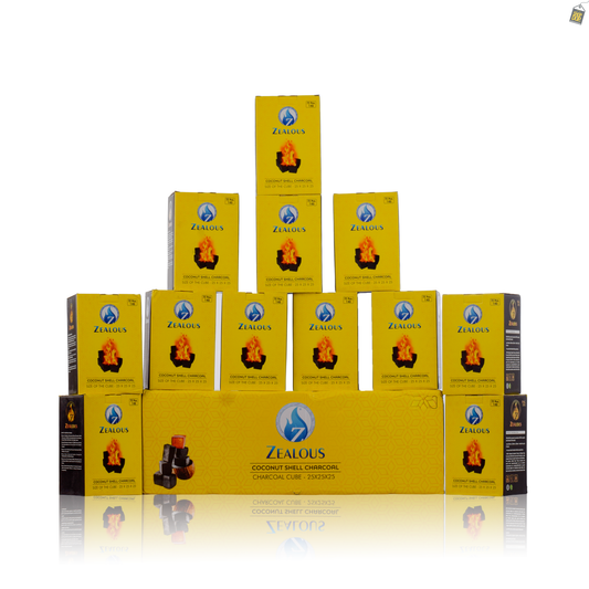 Pack of 12kg (Peti) Zealous Hookah Coconut Coal (72pcs Each 1 kg) - Carton